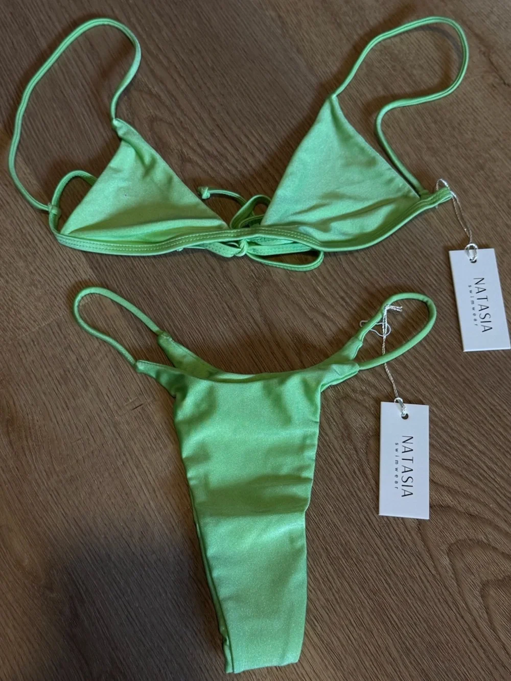 NWT Natasia Swim “LLEO” Lime Green Triangle Bikini Set